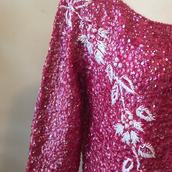 Vintage Pink & White Sequence Cocktail Dress - Picture 4 of 8